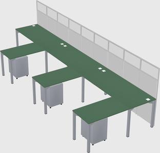 Shared l-shaped cubicle