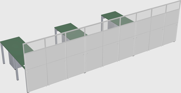 Shared l-shaped cubicle