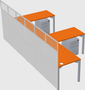 Shared l-shaped cubicle