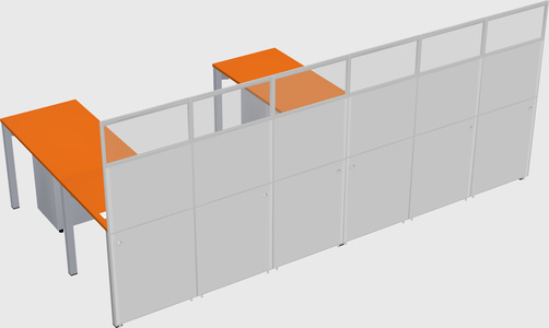 Shared l-shaped cubicle