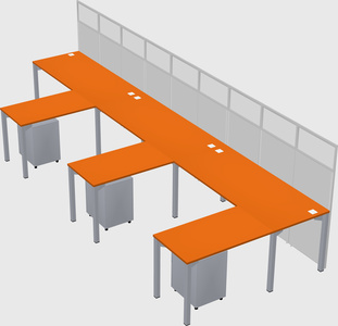 Shared l-shaped cubicle