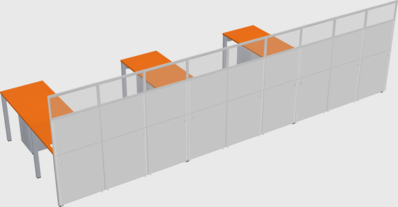 Shared l-shaped cubicle