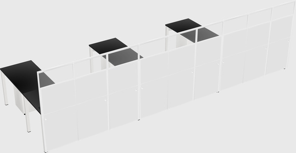 Shared l-shaped cubicle