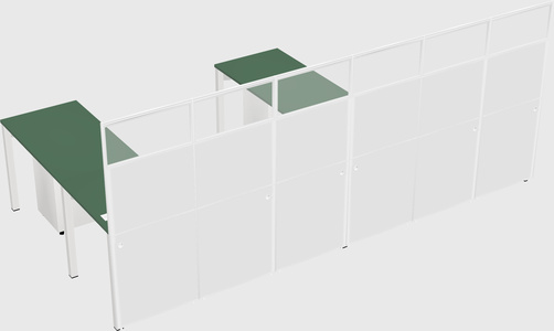 Shared l-shaped cubicle