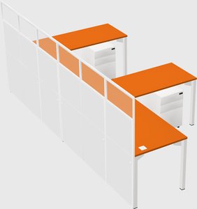 Shared l-shaped cubicle