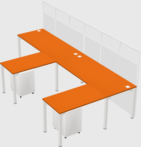 Shared l-shaped cubicle