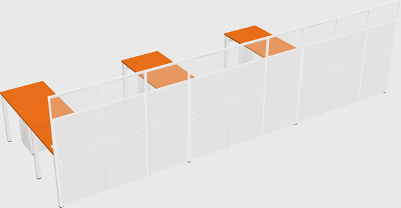 Shared l-shaped cubicle