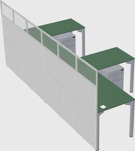 Shared l-shaped cubicle