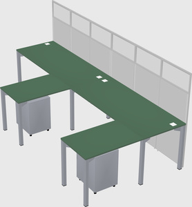 Shared l-shaped cubicle