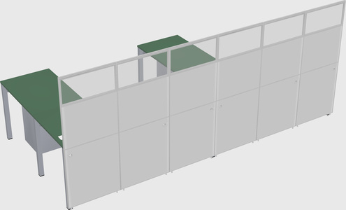Shared l-shaped cubicle