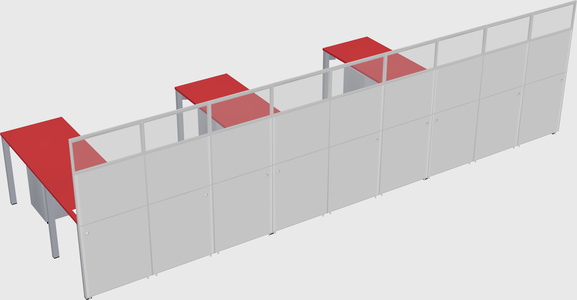 Shared l-shaped cubicle