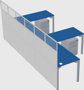 Shared l-shaped cubicle