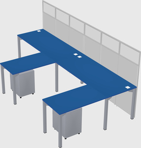 Shared l-shaped cubicle