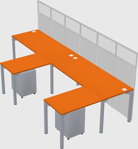 Shared l-shaped cubicle