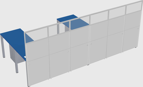 Shared l-shaped cubicle