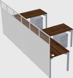 Shared l-shaped cubicle