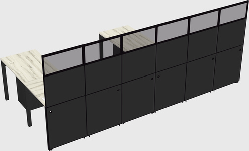 Shared l-shaped cubicle