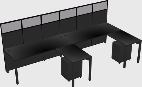 Shared l-shaped cubicle