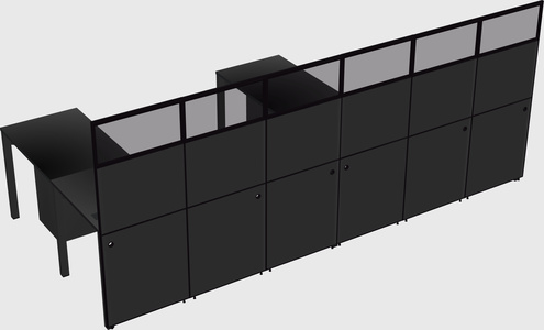 Shared l-shaped cubicle