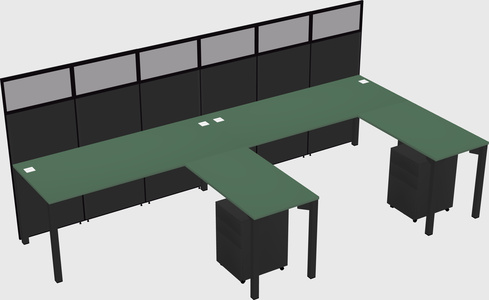 Shared l-shaped cubicle
