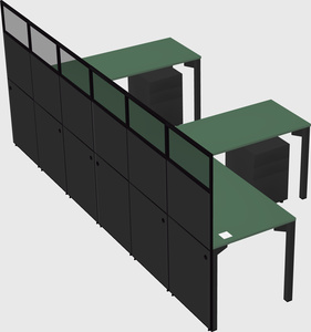 Shared l-shaped cubicle