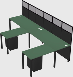 Shared l-shaped cubicle