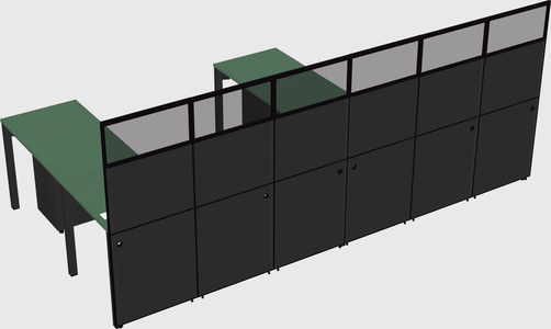 Shared l-shaped cubicle