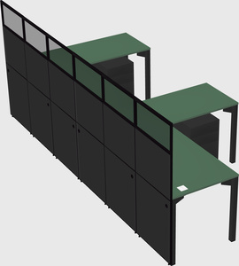 Shared l-shaped cubicle