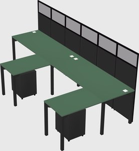 Shared l-shaped cubicle
