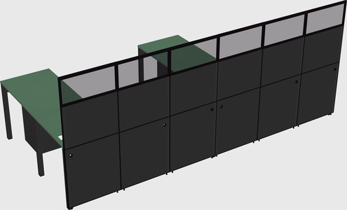 Shared l-shaped cubicle