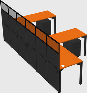 Shared l-shaped cubicle