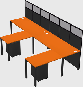 Shared l-shaped cubicle