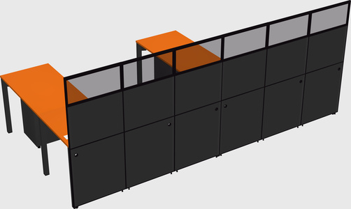 Shared l-shaped cubicle