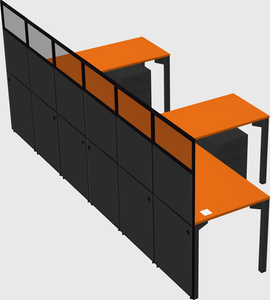 Shared l-shaped cubicle