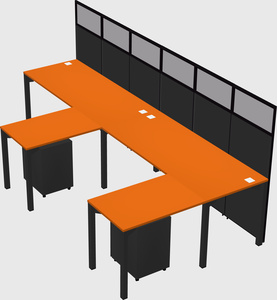 Shared l-shaped cubicle
