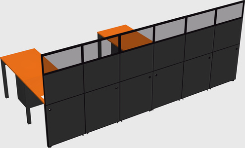 Shared l-shaped cubicle