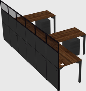 Shared l-shaped cubicle