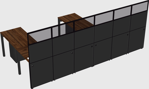 Shared l-shaped cubicle