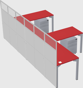 Shared l-shaped cubicle