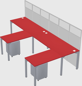 Shared l-shaped cubicle