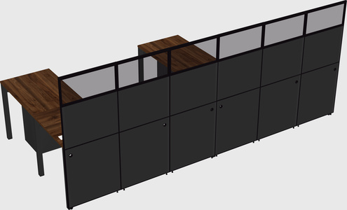 Shared l-shaped cubicle
