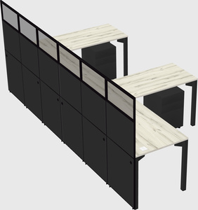 Shared l-shaped cubicle
