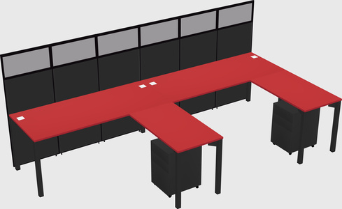 Shared l-shaped cubicle