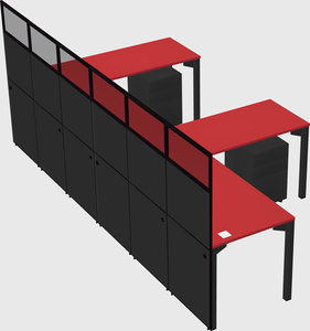 Shared l-shaped cubicle