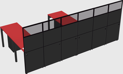 Shared l-shaped cubicle