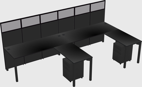 Shared l-shaped cubicle