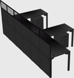 Shared l-shaped cubicle