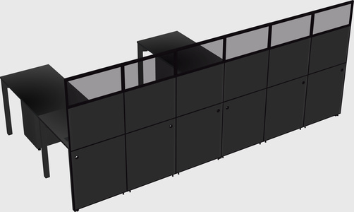 Shared l-shaped cubicle