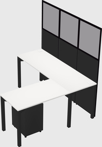 Shared l-shaped cubicle