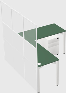 Shared l-shaped cubicle